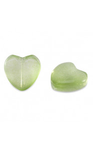 Glass bead 12mm Heart - Light green